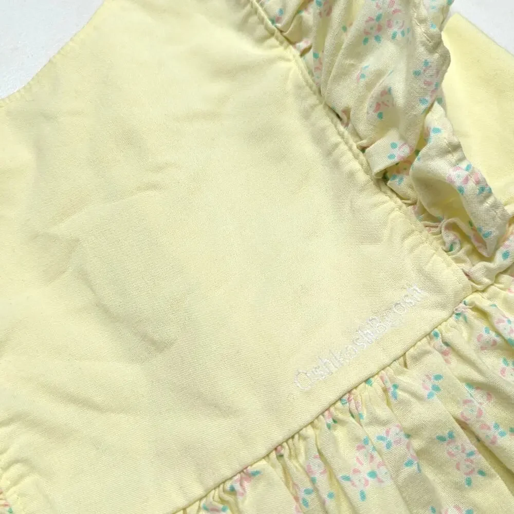 Vintage Oshkosh Bgosh Dress Girls Size 6 Yellow Floral Flutter Pinafore